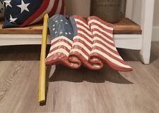 VINTAGE PATRIOTIC 13 STAR BETSY ROSS CARVED WOODEN U.S. AMERICAN FLAG WALL DECOR picture