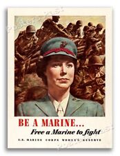 1943 “Be a Marine” Women's Reserve Vintage Style WW2 Poster - 18x24 picture