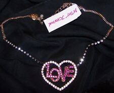 Betsey Johnson Rhinestone VALENTINE'S HEART LOVE Necklace NEW with Tags picture