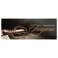 Inspirational Christian Church Outdoor Banners 8ft x 3ft Your Sins Are Forgiven picture