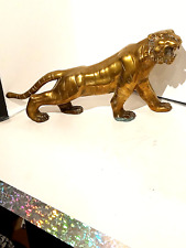 Vintage 19in Brass Tiger Sculpture 1970s picture