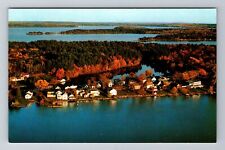 Belgrade Lakes ME-Maine, Aerial Of Fishing And Resort Spot, Vintage Postcard picture