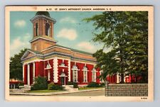 Anderson SC-South Carolina, St John's Methodist Church, Vintage c1947 Postcard picture