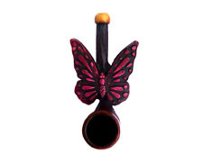 Pink Butterfly Handmade Tobacco Smoking Mini Hand Pipe Monarch Wings Nature Gift picture