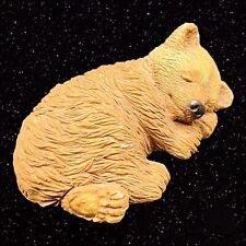 SANDICAST Sleeping Brown Bear Cub Figurine Laying Down Made in USA 2.75”W 1”T picture