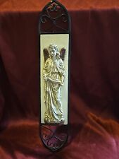 Vintage Wall Plaque Angel Blessing with Cast Iron Frame picture