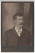 C. 1880s CABINET CARD HANDSOME MAN WITH MUSTACHE GHOST-PRINT MILWAUKEE WISCONSIN picture