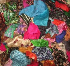 LOT PURE SILK Antique Vintage Sari Fabric 1 KG SMALL PIECES CRAFT 9DAYSHIP DOLL picture