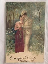 Postcard, ANTIQUE EARLY (1907), “Lady & Gentleman”, W/Benjamin Franklin Stamp. picture