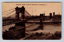Cincinnati OH-Ohio, Suspension Bridge, Antique, Vintage c1909 Souvenir Postcard picture