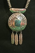 VINTAGE FRED GUERRO NAVAJO NATIVE STERLING SILVER NECKLACE Showpiece 170g picture