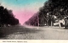 Spencer IA-Iowa East Fourth Street Scenic View, Sunrise, Homes Vintage Postcard picture