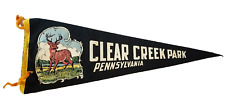 Vintage Clear Creek Park Black Felt Pennant Pennsylvania Souvenir 30
