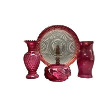 Vintage Cranberry Glass Vase Set picture