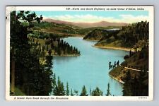 ID-Idaho, Aerial Of Lake Coeur D'Alene, Antique, Vintage c1946 Souvenir Postcard picture