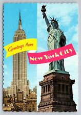 Greetings From New York City Vintage Unposted Postcard picture