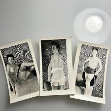 Vtg 50’s Upskirt Busty PIN UP Risque Nude Original B&W Girlie Photo Lot X3 #216 picture