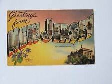 New Jersey NJ Large Letter Greetings From linen picture