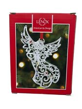 Lenox Sparkle and Scroll Silverplate Angel Christmas Ornament Multi Crystals 4