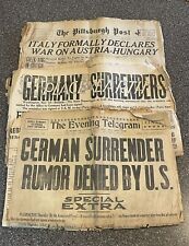 WW1 Newspaper Lot Italy Declares War 1915 November 7 11 1918 Germany Surrenders picture