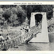 c1930s Iowa Falls, IA Swinging Bridge Postcard Baptist Assembly Grounds A88 picture