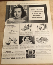 1940 JOAN BENNETT Woodbury Cold Cream / BELL TELEPHONE - Vtg Print Ads 2-sided picture