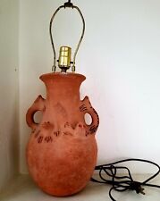 Vintage Columbian Artisan Terra Cotta Clay Frogs & Lizards Working Table Lamp  picture