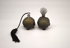 Pair of Kurt Schlevogt Perfume Bottle Ingrid Smokey Glass Fish Czech Art Deco picture