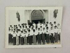 Priest School Boy Prayer Church Vintage B&W Photograph Snapshot 3.5 x 4.75 picture
