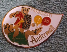 Vintage Fasnacht Andermatt 1990 Faude Gippingen Goldtone & Enamel Pin picture