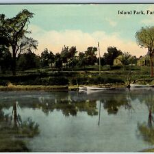 c1910s Fargo, ND Island Park Boat Dock Nice Glossy Litho Photo Postcard Dak A201 picture