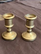 Brass Candle Holders Set Of 2 3” Tall Vintage picture