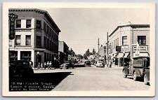 Coeur D'Alene ID~Fourth Street~Hart & Wilson Drugs~Beauty Salon~1930s Cars~RPPC picture