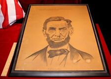 ABRAHAM LINCOLN Vintage Original ART, Graphite, Frame, Signed, 100+ Years Old picture