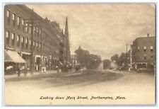 c1905 Looking Down Main Street Exterior View Northampton Massachusetts Postcard picture