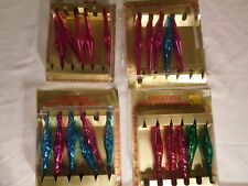 21 RARE Mid 20th Century Slender Glass Christmas Ornaments Blue, Pink, Red Green picture