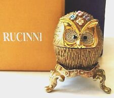 Owl Trinket Box Figure Swarovski Crystal Jeweled Bird on Stand Rucinni New picture