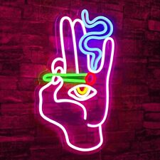 Dimmable Hand Eye Smoking Neon Signs For Bedroom Club Bar Wall Decor USB Powered picture