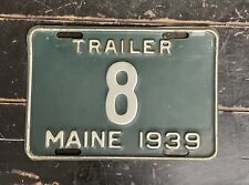 RARE Vintage 1939 Maine ME Desirable Single Digit Trailer License Plate #8 picture