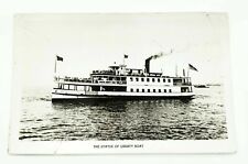 Vintage RPPC Photo Postcard Of The Statue Of Liberty Steamer Boat New York 1930s picture