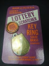Lucky Scratch Lottery Scratcher Brass Key Ring Lotto Scratcher Vintage 1985 NOS picture