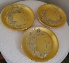 Vintage 22k Gold-plated Moriage Coraline Dragon Ware 3 tea plates picture