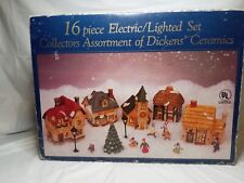 Used 16 Piece Electric/Lighted Set Collectors Assortment of Dickens' Ceramics picture