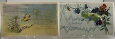 Antique 1913 Birthday Wishes Postcard Lot Of 2 Birds Flowers picture