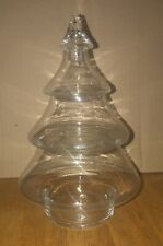 Rare 4 Piece Clear Glass Christmas Tree Shaped Jar Container Canister Fun picture