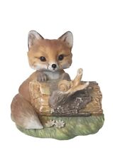 Vtg Homco 1986 Fox with Snail Masterpiece Porcelain Figurine Sculpture  picture
