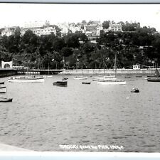 c1930s Torquay, Devon, England RPPC Pier English Channel Real Photo Boats A141 picture