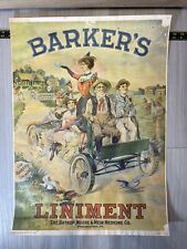 Vintage Barkers Liniment Medical Advertising Poster 29” x 21” picture