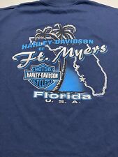 Harley Davidson XL T-Shirt Blue Men's H-D Of Fort Meyers Florida picture
