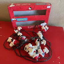 Vintage Kurt Adler Peanuts Snoopy Christmas 10 Light Set Santa Hat 3